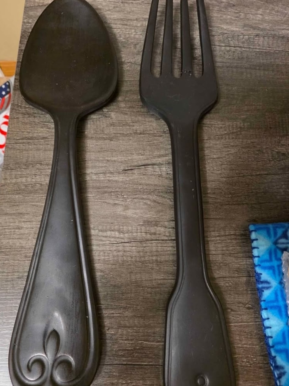 Black Decorative Serving Spoon and Fork Set